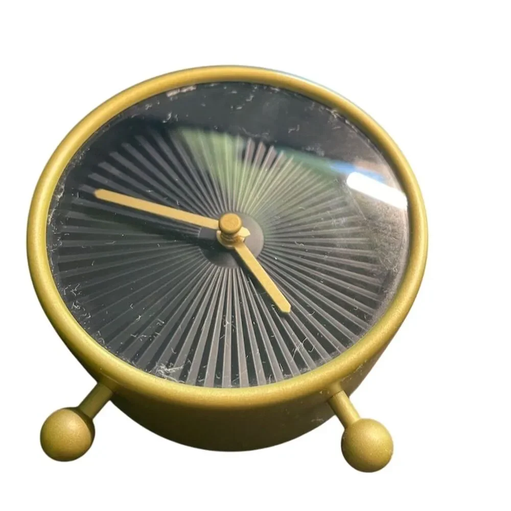 IKEA Snofsa Gold Sunburst Analog Desk Clock Silent Quartz Movement